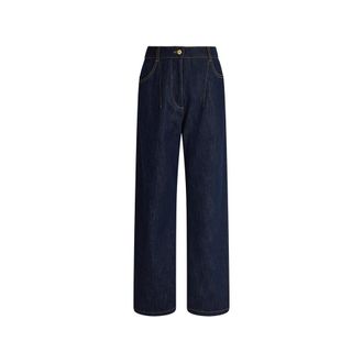 Patou Boyfriend Contrast-stitch Wide-leg Jeans