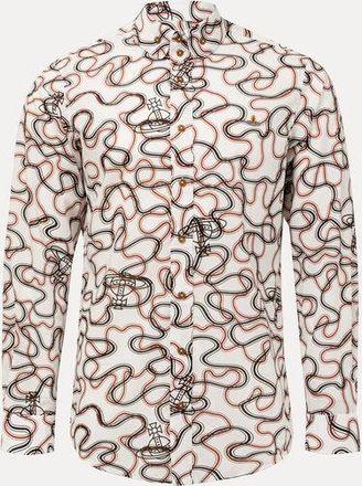 Vivienne Westwood Two Button Krall Shirt Printed Tana Lawn White-wiggle 46 Men