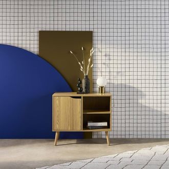 Sweeek 80cm Walnut-effect Sideboard With 2 Shelves in Grey