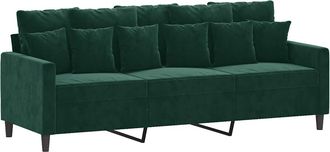 vidaXL Sof&aacute; De 3 Plazas Terciopelo Verde Oscuro 180 Cm Vidaxl