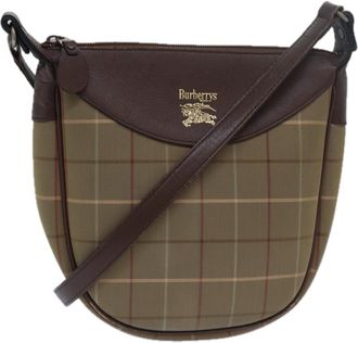 Burberry Vintage Check Beige Canvas Shoulder Bag (Pre-Owned)