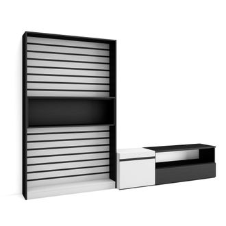 Skraut Home Skraut Home - Muebles De Sal&oacute;n Para Tv, Conjunto De Muebles Comedor, 260x186x35cm, Para Tv Hasta 65, Mueble Televisi&oacute;n, Estilo Moderno, Blanco Y Negro