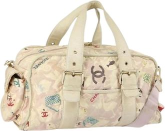 Chanel Pre-owned Weekend Bags, female, Pink, Size: ONE SIZE Pre-owned Vintage Canvas Weekend Bag