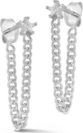 Chloe and Madison Cubic Zirconia Star Curb Chain Drop Draped Earrings in Silver at Nordstrom Rack