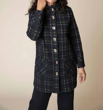 Habitat Speckle Knit Plaid Car Coat In Green