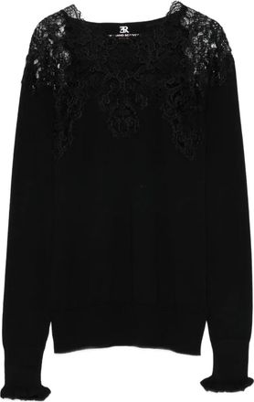 Ermanno Scervino T-shirt con bordo di pizzo - Nero