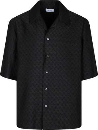 Alexander McQueen Skull Jacquard Shirt - Heren - Korte mouwen Overhemden - Zwart - M - Polyester - Overhemden