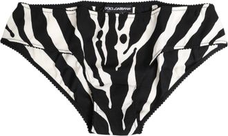 Dolce & Gabbana Black White Zebra Print Slip Briefs Womens Underwear