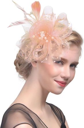 Generic Women Fascinators Hat Organza Flower Fascinators Wedding Fascinator Tea Party Hat Flapper Pillbox Fascinator Derby Ascot Hats with Headband Hairclips 