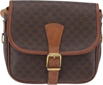 Celine Pre-owned Cross Body Bags, female, Brown, Size: ONE SIZE Pre-owned Vintage Macadam Canvas Shoulder Bag