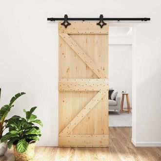 vidaXL Vidaxl - Puerta Corredera Con Herrajes Madera Maciza De Pino 85x210 Cm