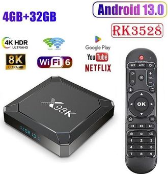 OEM Reproductor Multimedia Android Tv Box, 4gb+32gb Iptv Box Rk3528 Quad-core, Compatible Con 8k Hd 3d, Wifi 6+bt5.0, Android 13 Smart Tv Box