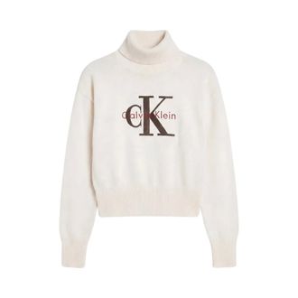 Calvin Klein Jeans Trui met col - Dames - Truien - Beige - Maat: S