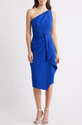 Vince Camuto Laguna One-Shoulder Ruffle Detail Asymmetric Midi Dress in Cob at Nordstrom Rack, Size 10