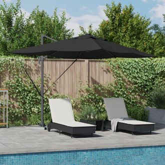 Berkfield Home Cantilever Roma Parasol with LEDs Black 352x251x265 cm Aluminium | Size: 352 x 251 x 265 cm