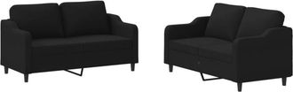 vidaXL Vidaxl - Juego De Sof&aacute;s Con Cojines 2 Piezas Tela Negro