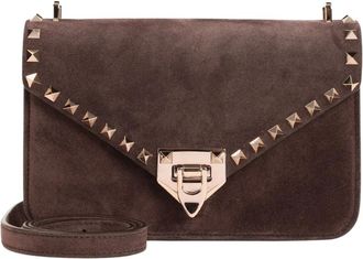 Valentino Garavani Borsa a spalla piccola Rockstud in camoscio - - Bags - Donna - Marrone - ONE SIZE