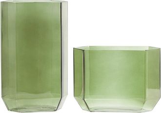 Safavieh Set Of 2 Noreno Modern Hexagon Glass Vases