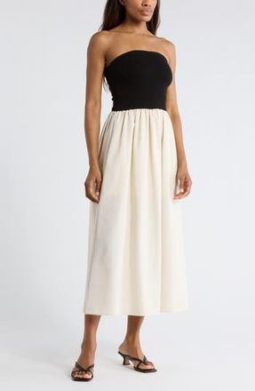 Blu Pepper Strapless Midi Dress in Black at Nordstrom Rack, Size Medium