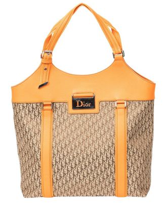 Dior Beige & Orange Diorissimo Canvas Large Street Chic Tote (Authentic Pre- Loved)