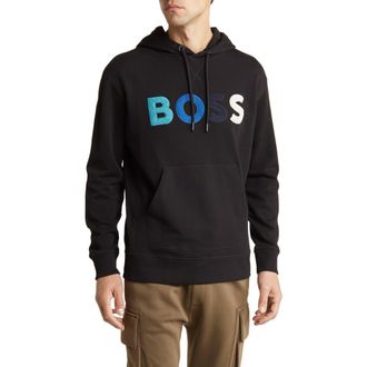 BOSS We Color Fleece Pullover Hoodie in Black at Nordstrom Rack, Size Xx-Large