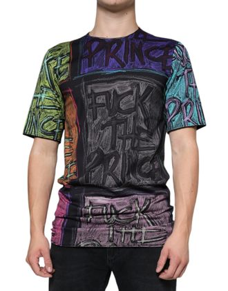 Dolce & Gabbana Mens Multicolor Graphic Print Cotton T-Shirt