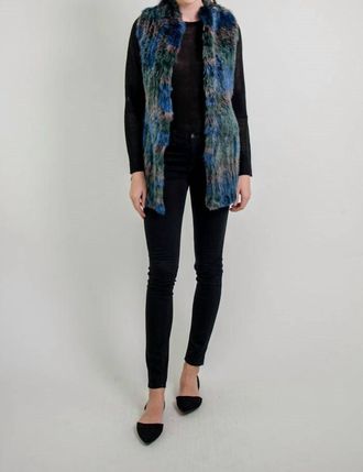 Love Token Elijah Genuine Rabbit Fur Vest In Multi