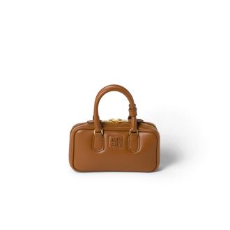 Miu Miu Arcadie Leather Mini-bag, Woman, Cognac