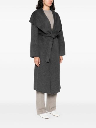 Soft Goat Wool-Blend Shawl Collar Coat - Charcoal