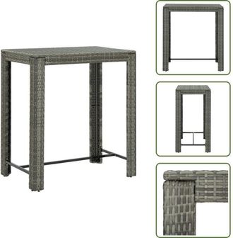 vidaXL The Living Store Tavolo da Bar da Giardino Grigio 100x60,5x110,5 cm Polyrattan - Tavolo da giardino