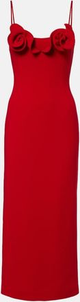 Magda Butrym Floral-appliqu&eacute; wool-blend midi dress