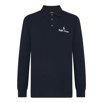 Polo Ralph Lauren Polo Shirts, male, Blue, M, Cotton-Cashmere Polo Shirt