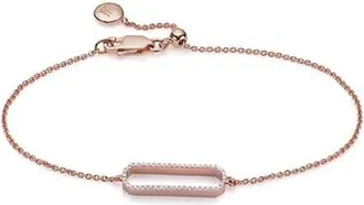 Monica Vinader Naida Diamond Rectangle Open Bracelet, Rose Gold Vermeil on Silver
