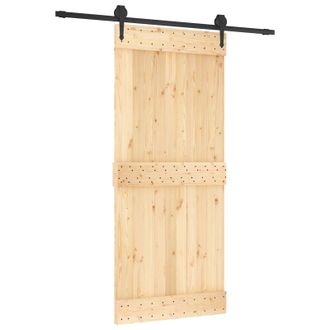 vidaXL Puerta Corredera Natural Y Negro 90 X 210 Cm Vidaxl