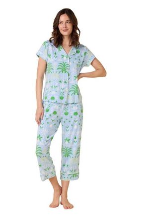The Cats Pajamas Pima Knit Holiday Capri Set in Tropicana Palm at Nordstrom, Size X-Large