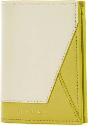 Marni Womens Two-Tone Leather Wallet Talclightlime Exterior: Bovine Portafogli
