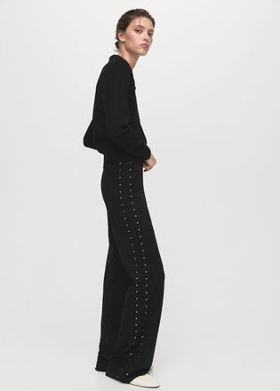 Mango Leggings dritti strass nero - Donna - XS - MANGO