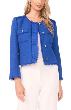 Vince Camuto Crop Tweed Jacket in Deep Blue at Nordstrom, Size 12P