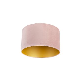 QAZQA Qazqa Algod&oacute;n Pantalla De L&aacute;mpara De Terciopelo Rosa 35/35/20 Con Interior Dorado