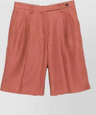 Brunello Cucinelli linen shorts pleated design belt loops pockets
