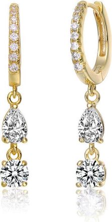 Rachel Glauber Two-Stone Dangle Huggie Earrings