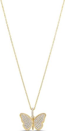 SHYMI Pav&eacute; Butterfly Pendant Necklace in Gold/White at Nordstrom