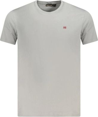 Napapijri T-shirt met korte mouwen en ronde hals - Heren - T-shirts - Grijs - 2XL - Katoen - Tops