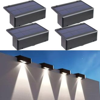OEM Las Luces Solares Para Vallas Emiten Una Luz Blanca Fr&iacute;a Este Paquete De 4 Luces Solares Impermeables Para Exteriores Es Perfecto Para Patios Y Jardin