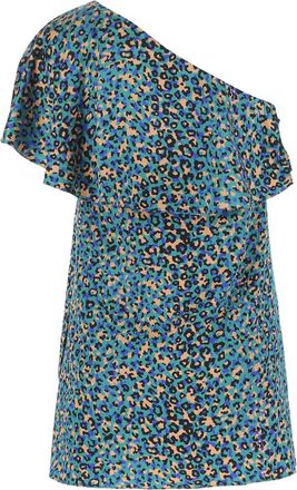 Saint Laurent Womens Printed Stretch Silk Mini Dress - Sky Blue - Size EU 36 (Womens)