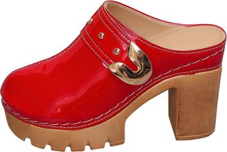 Generic Plus Size High Heels Cool Slippers Spring And Summer New Styles Thick On Slippers For Women Wide Width Sandals for Women plus Size (Red, 3.5)