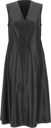 Elena Miro Jurken Zwart - Dames - Casual kleedjes - Zwart - L - Leer - Kleedjes