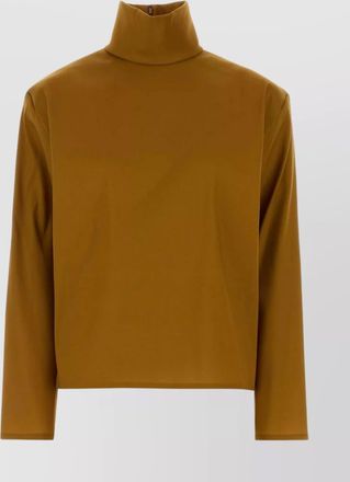 Saint Laurent stretch silk blend turtleneck long sleeve top