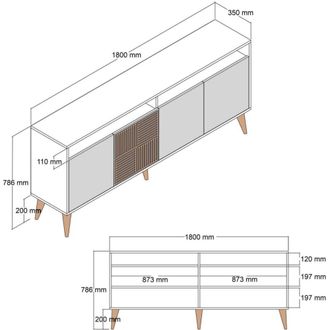 Calicosy Aparador 4 puertas effeto legno L180 cm - Efecto