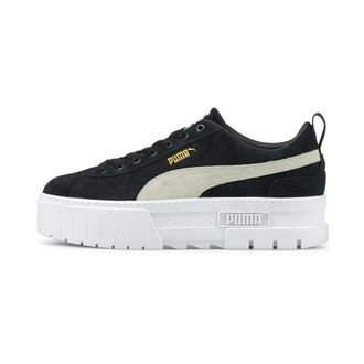Puma Womens Mayze Trainers Sports Shoes - Black/White Suede - Size UK 5